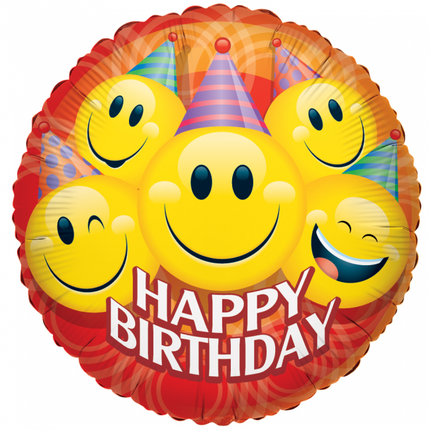 Globo de Helio Feliz Cumpleaños Fiesta Smileys 91cm vacio
