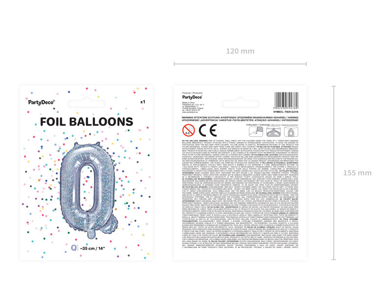 Globo Letra Q Holográfico Vacío 35cm
