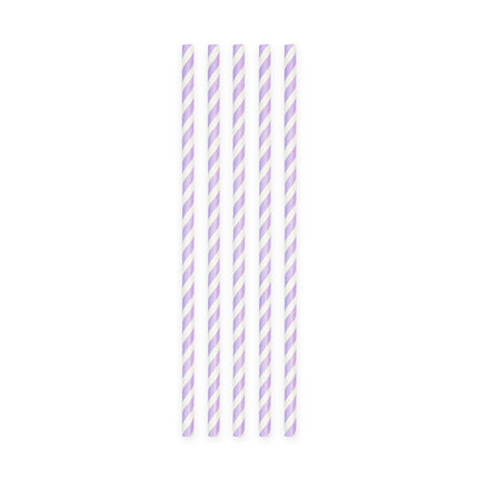 Pajitas Rayas Moradas 19cm 20pcs