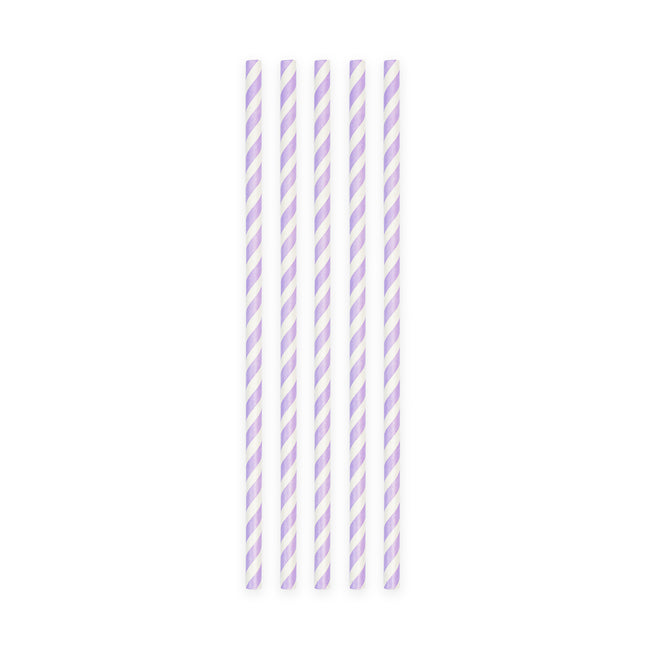 Pajitas Rayas Moradas 19cm 20pcs