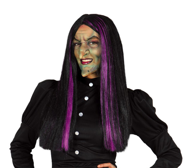 Peluca Halloween Bruja Negra