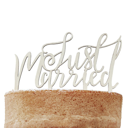 Adorno para tarta Just Married Madera 14cm