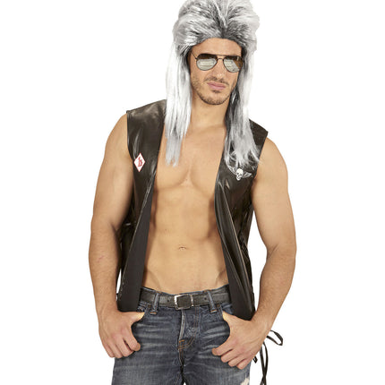 Peluca 80s Aso Larga Gris
