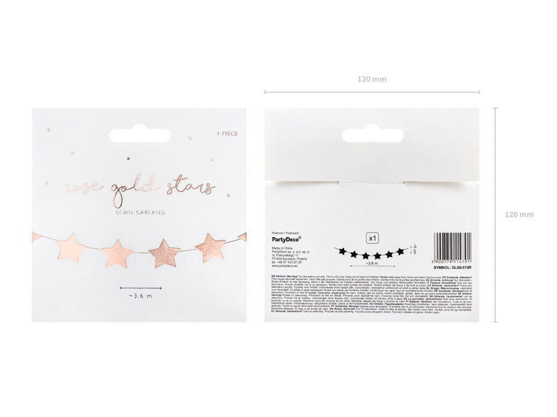 Guirnalda de Estrellas Oro Rosa 3,6m