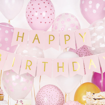 Banner Feliz Cumpleaños Rosa Claro 1,75m