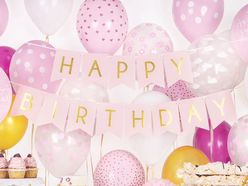 Banner Feliz Cumpleaños Rosa Claro 1,75m