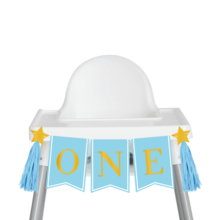 Paquete de decoración de 1 año Trona azul