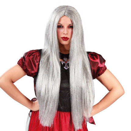 Peluca Halloween Bruja Gris