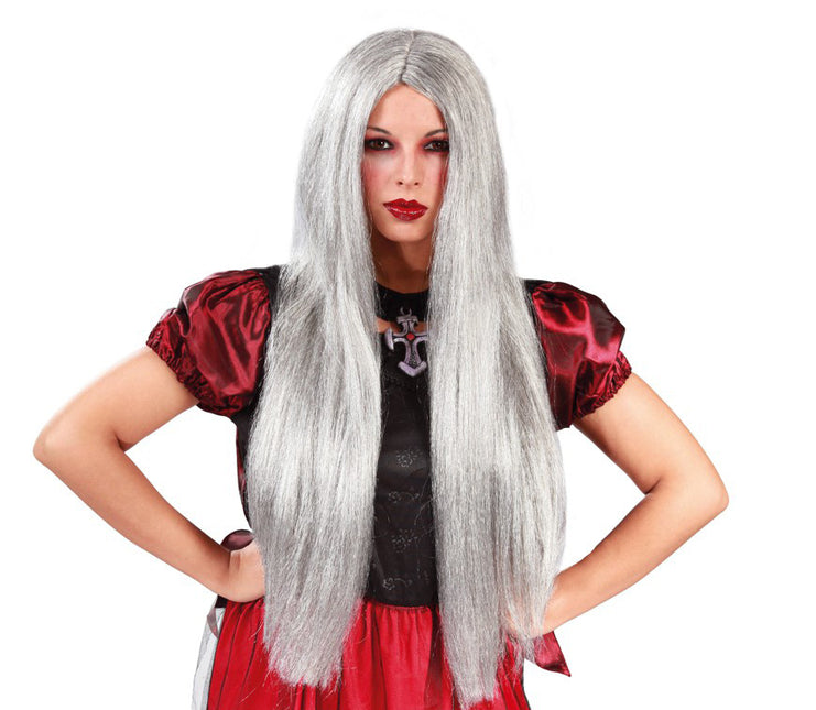 Peluca Halloween Bruja Gris