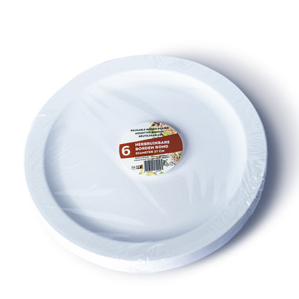 Platos Blancos Reutilizables 27cm 6pcs