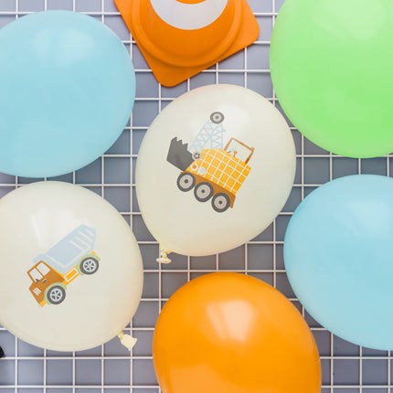 Juego Globos Vehículos Construcción 30cm 6pcs