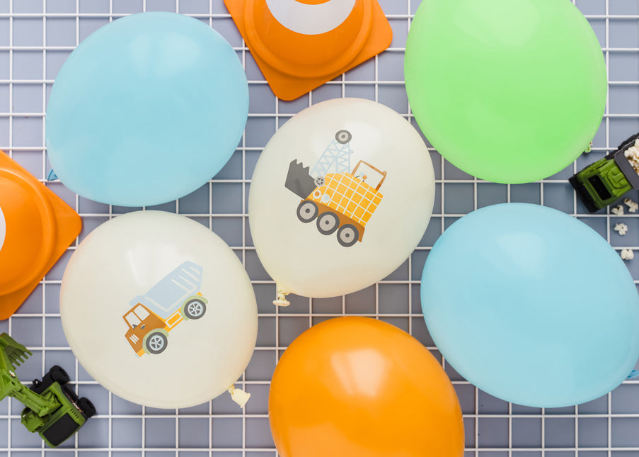 Juego Globos Vehículos Construcción 30cm 6pcs