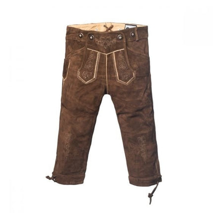 Lederhose Cuero Largo Marrón Oscuro y Tirantes