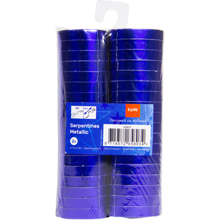Serpentinas azules metálicas 4 m 18 anillas 2 uds.