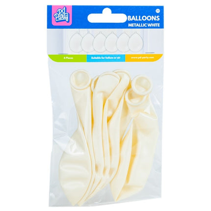 Globos Blancos Metálicos 30cm 6pcs