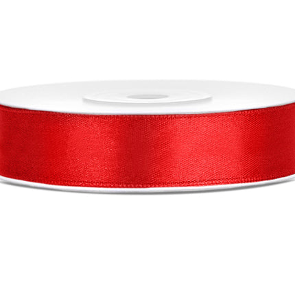 Cinta de raso roja 12mm 25m