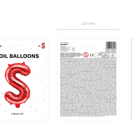 Globo Letra S Rojo Vacío 35cm