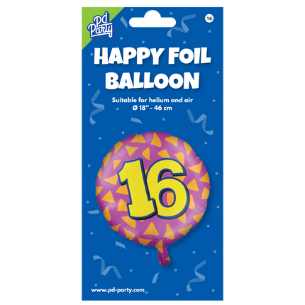 Globo de Helio 16 Años de Colores Vacío 46cm