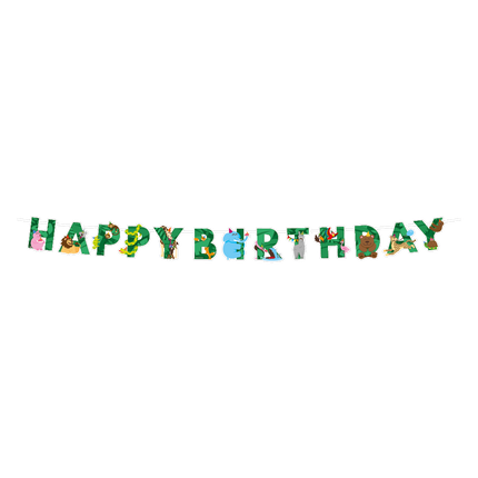 Guirnalda de letras de la selva Feliz Cumpleaños 2,5 m