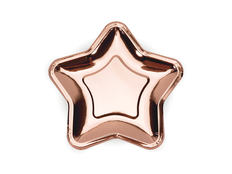 Platos Estrella Oro Rosa 18cm 6pcs