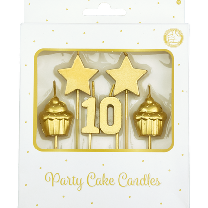 Velas 10 Años Cupcake Oro 17,5cm