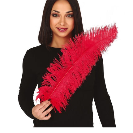 Plumas de avestruz rojas 50cm 12uds.