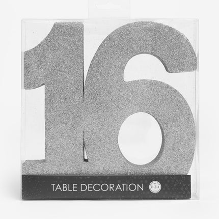 Figura Decoración Mesa Plata 16 Purpurina 20,5cm
