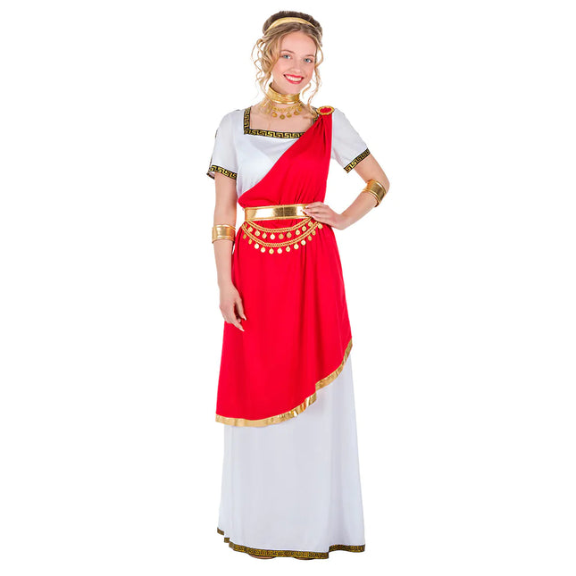 Vestido Romano Rojo Blanco Señoras