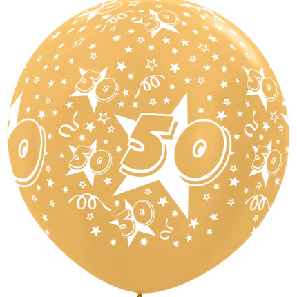 Globos Número 50 Oro Metálico 91cm 2pcs