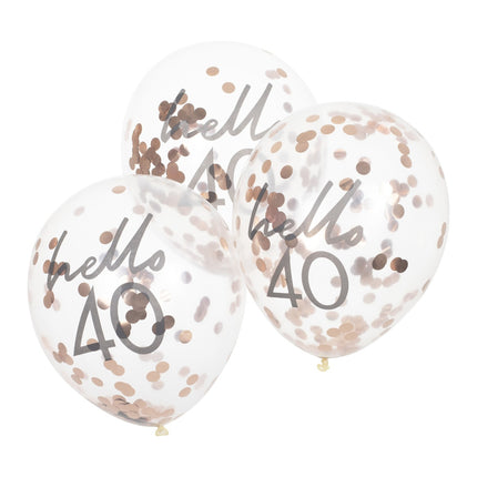 Globos Confeti Oro Rosa 40 Años 30cm 5pcs