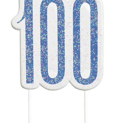 Vela 100 Años Purpurina Azul 8,5cm