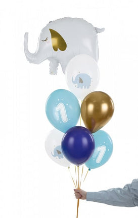 Globos 1 Año Mix Azul 30cm 6pcs