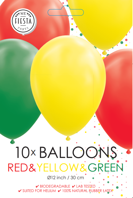 Globos Rojo Amarillo Verde 30cm 10pcs