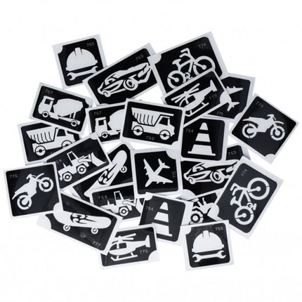 Tatuaje Negro Plantilla Vehículos 24pcs