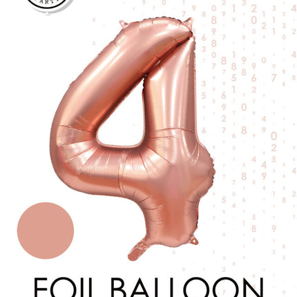 Globo Figura Oro Rosa 4 Años Brillo 86cm