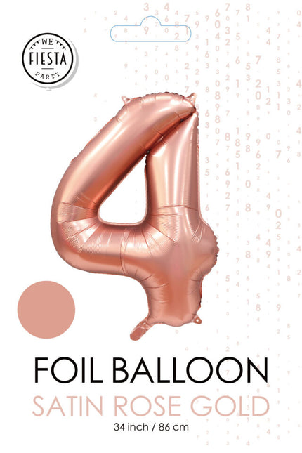 Globo Figura Oro Rosa 4 Años Brillo 86cm