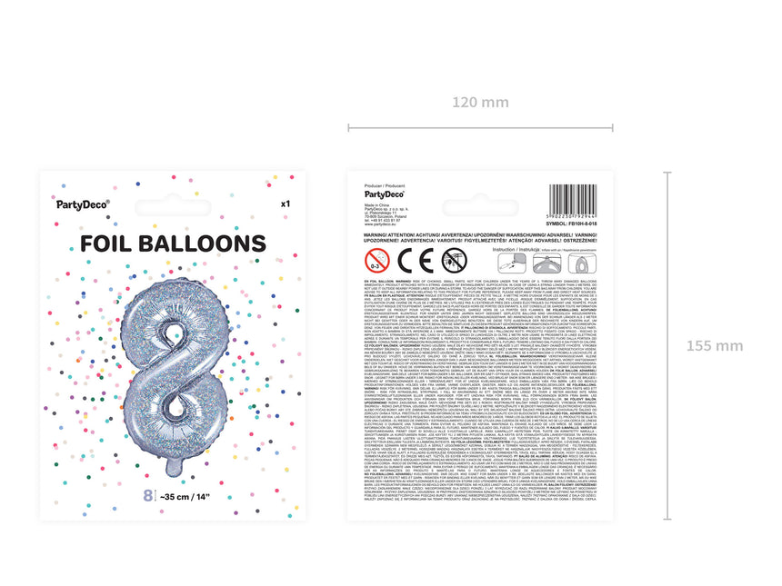 Globo Foil Figura 8 Holográfico 35cm