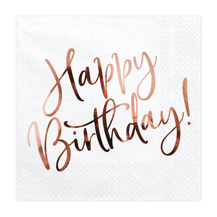 Servilletas Feliz Cumpleaños Blanco 33cm 20pcs