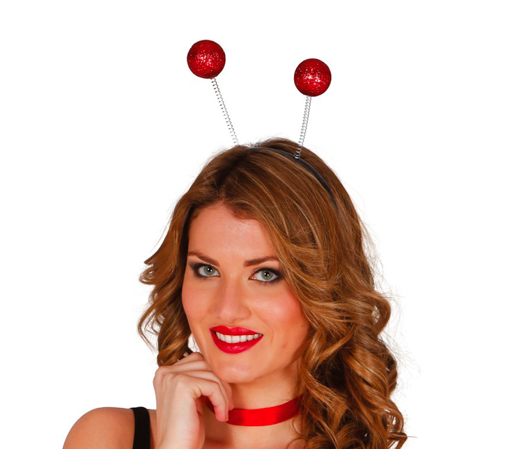 Diadema Bombillas Purpurina Roja