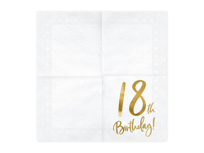 Servilletas 18 Años Blanco 33cm 20pcs
