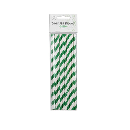 Pajitas de Papel Rayas Verdes 19.7cm 20pcs