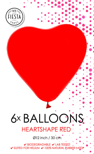 Globos Corazón Rojo 30cm 6pcs