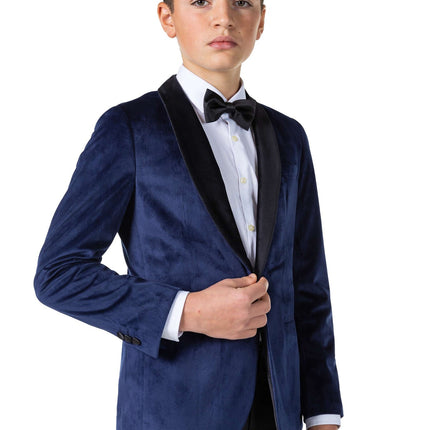 Blazer de Terciopelo Azul Oscuro Niño Adolescente <tc>OppoSuits</tc>