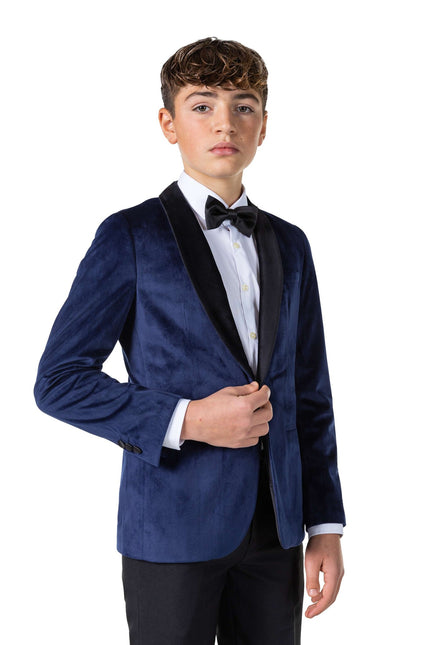 Blazer de Terciopelo Azul Oscuro Niño Adolescente <tc>OppoSuits</tc>