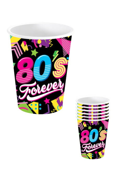 Vasos Neón 80S 240ml 6uds.