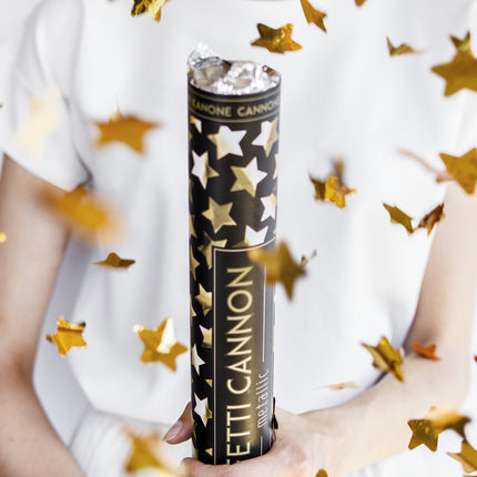 Cañón Confeti Estrellas Oro 40cm