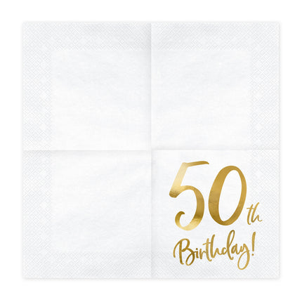 Servilletas 50 Años Blanco 33cm 20pcs