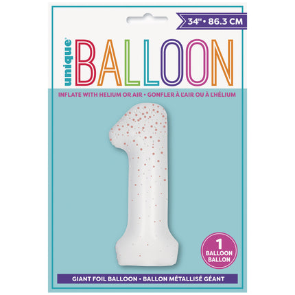 Globo Figura 1 Año Lunares Blancos 86cm