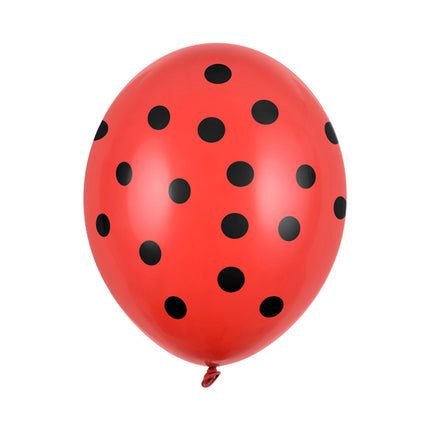 Globos Rojos Lunares Negros 30cm 6pcs