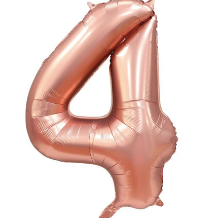 Globo Figura Oro Rosa 4 Años Brillo 86cm